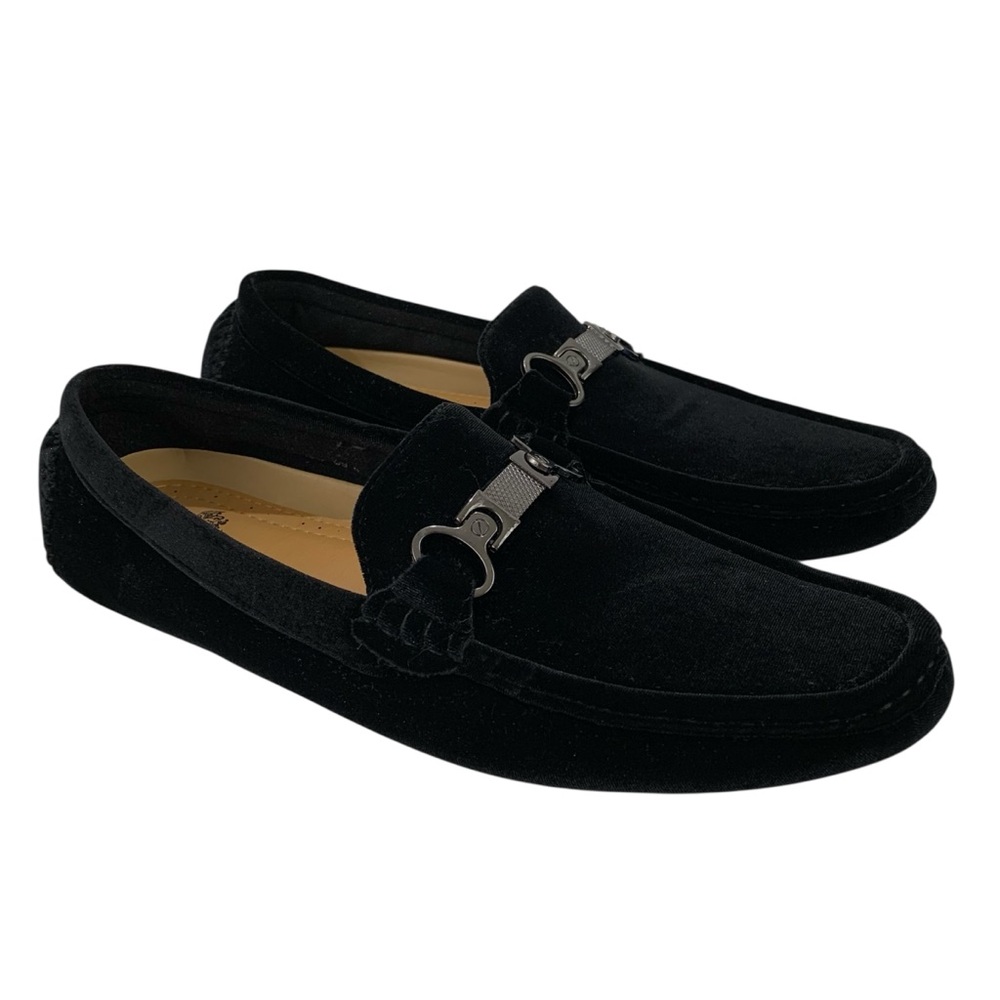 Royal Shoes Men's Black Velvet Slip On Loafers Dress Shoes MOC-69 Size 8.5